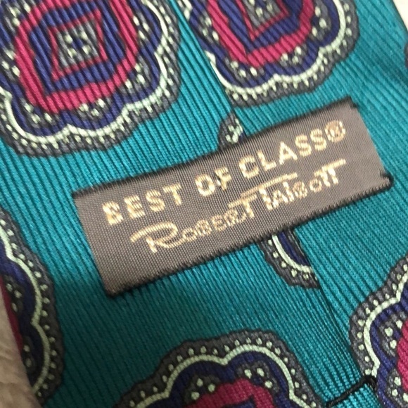 Robert Talbots Aqua Blue Print Tie - Picture 3 of 7